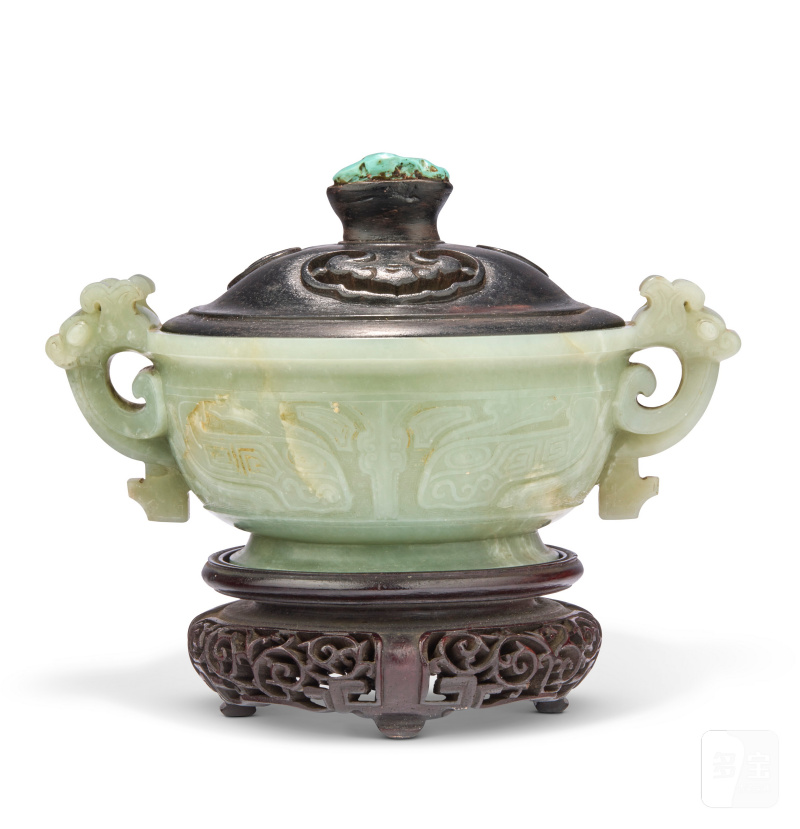 清十九世紀 青玉獸面紋香爐  CHINA, QING DYNASTY, 19TH CENTURY - 图1